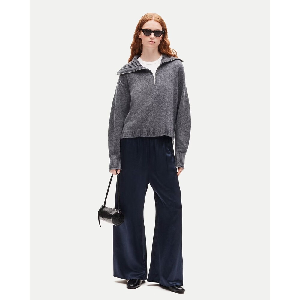 J.CREW Tall Cosmo Pant In Luster Charmeuse XLT Navy Relaxed Elevated NWT B81